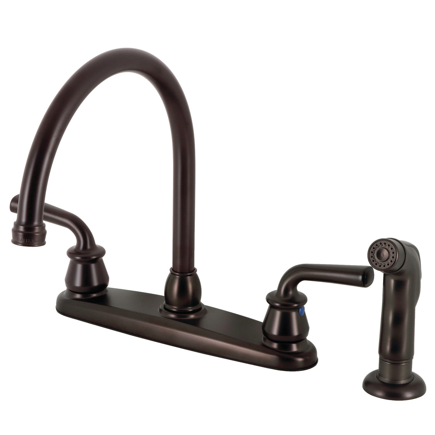 Kingston Tulare KB725RXLSP - Restoration Two-Handle 4-Hole 8" Centerset Kitchen Faucet with Side Sprayer, Oil Rubbed Bronze — image 1